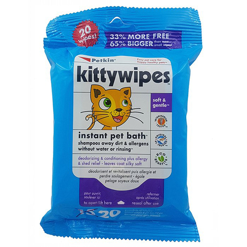 Petkin Kitty Wipes Soft & Gentle Instant Pet Bath 20 Pack