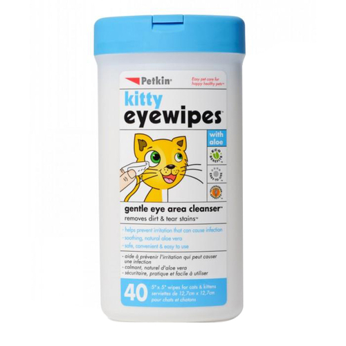 Petkin Kitty Eye Wipes Cat Gentle Eye Cleanser 40 Pack