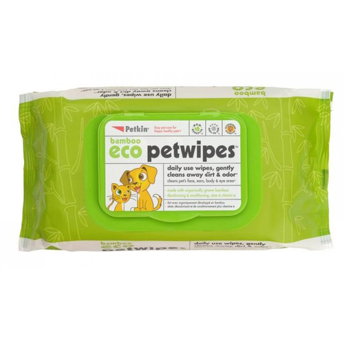 Petkin Bamboo Eco Pet Wipes Gentle Pet Cleanser 80 Pack