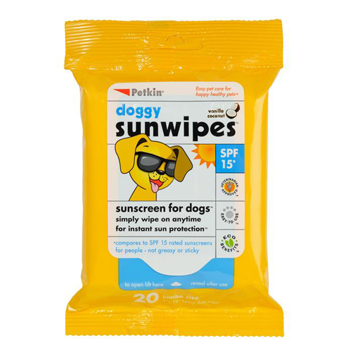 Petkin Doggy Sunwipes SP15 Sunscreen for Dogs 20 Pack