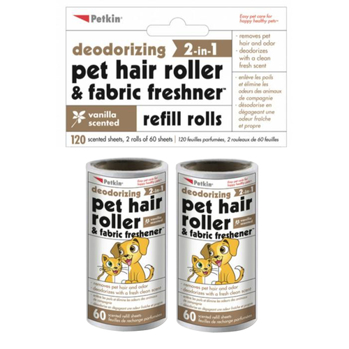 Petkin Pet Lint Hair Roller & Fabric Freshener Refill Vanilla 120 Sheets