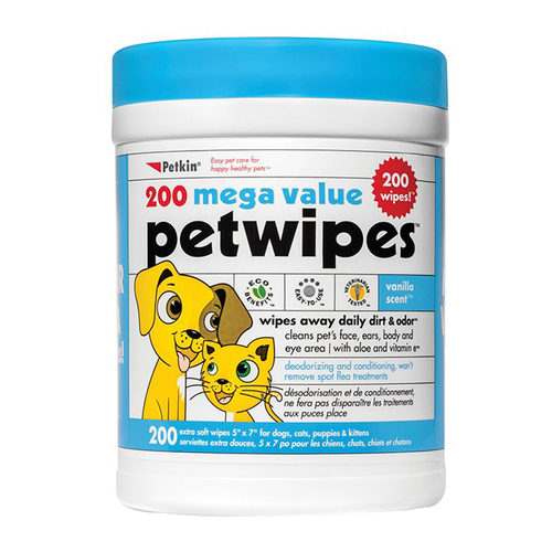 Petkin Mega Value Pet Wipes for Dogs & Cats 200 Pack