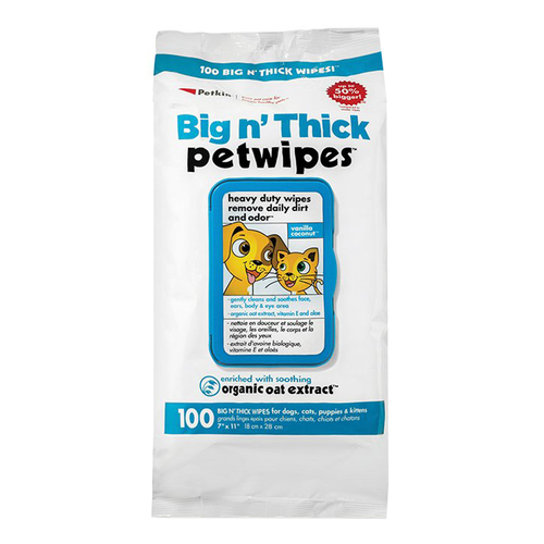 Petkin Big N Thick Pet Wipes for Dogs & Cats 100 Pack