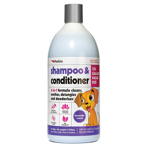 Petkin Shampoo & Conditioner Lavender for Dogs Cats Puppies & Kittens 1L