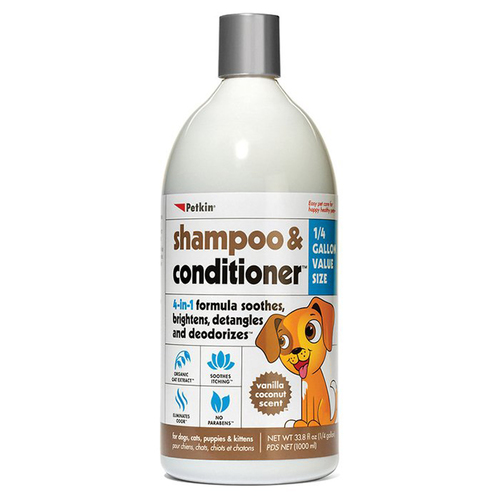 Petkin Shampoo & Conditioner Vanilla for Dogs Cats Puppies & Kittens 1L