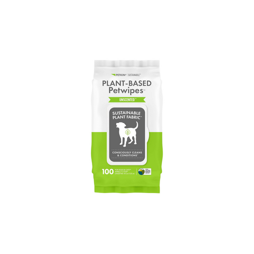 Petkin Plant-Based Pet Wipes for Cats & Dogs Unscented 100 Pack