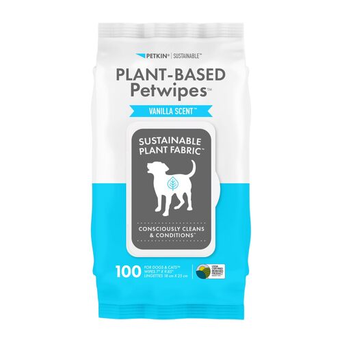 Petkin Plant-Based Pet Wipes for Cats & Dogs Vanilla Scented 100 Pack