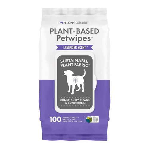 Petkin Plant-Based Pet Wipes for Cats & Dogs Lavender Scented 100 Pack