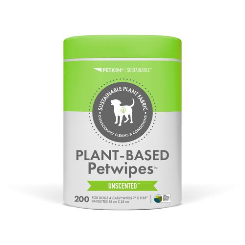 Petkin Plant-Based Pet Wipes for Cats & Dogs Unscented 200 Pack