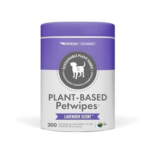 Petkin Plant-Based Pet Wipes for Cats & Dogs Lavender Scented 200 Pack