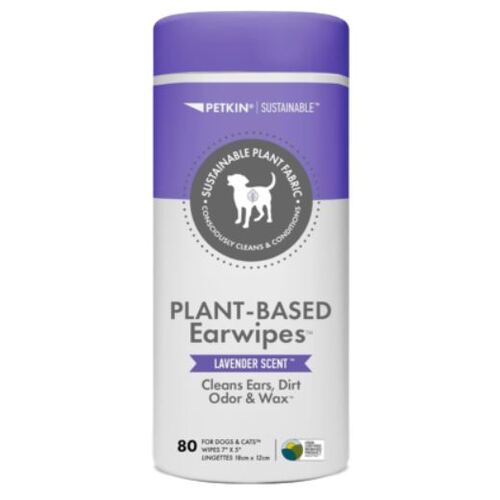 Petkin Plant-Based Ear Wipes for Cats & Dogs Lavender Scent 80 Pack
