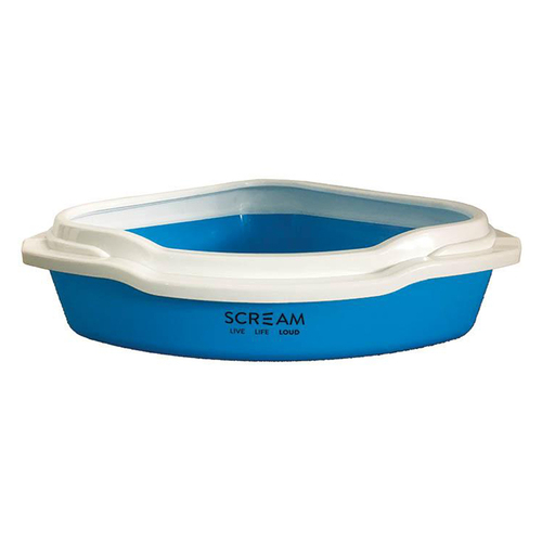 Scream Corner Cat Litter Tray Removable Rim Loud Blue