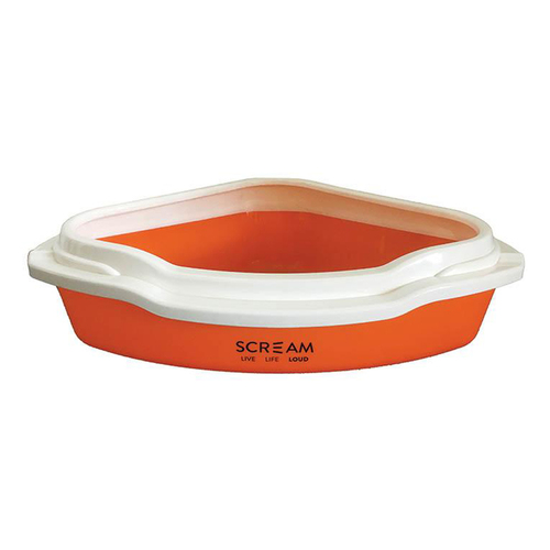 Scream Corner Cat Litter Tray Removable Rim Loud Orange
