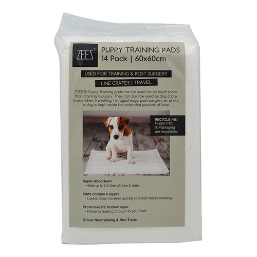 Zeez Puppy Training Pads for Training & Post Surgery 14 Pack 60 x 60cm