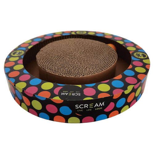Scream Round Play Cat Scratcher Loud Multicolour 34 x 5.2cm