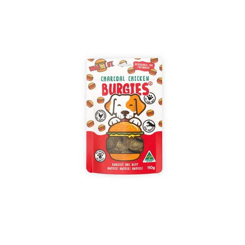 Wagalot Burgies Charcoal Chicken Flavour Dog Dental Treats 110g