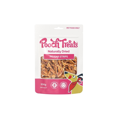 Wagalot Pooch Treats Naturally Dried Pig Ear Strips Dog Dental Treats 200g