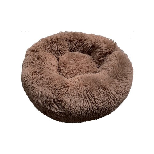 Prestige Pet Snuggle Buddies Calming Cuddler Plush Dog Bed Brown 60cm