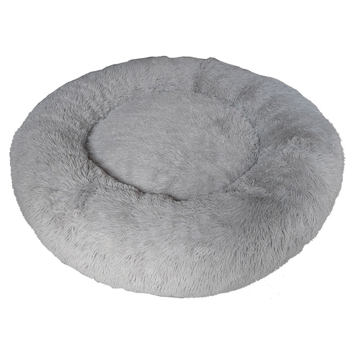 Snuggle Pals Calming Cuddler Faux Fur Plush Pet Dog Bed Grey 120cm