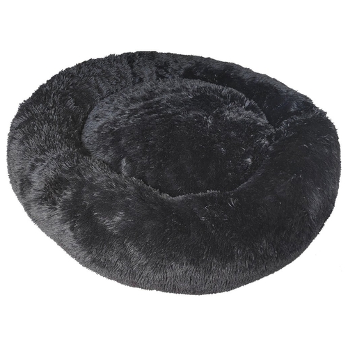 Snuggle Pals Calming Cuddler Faux Fur Plush Pet Dog Bed Black 120cm