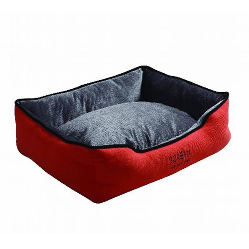 Scream Rectangle Bolster Non-Slip Base Dog Bed Loud Orange 61 x 46 x 18cm