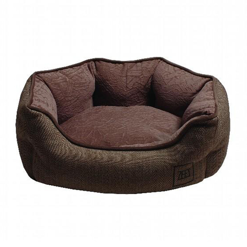 Zeez Oval Cuddler Non-Slip Base Dog Bed Brown Small