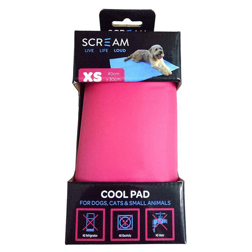 Scream Cool Pad Pet Cooling Mat for Dogs Cats & Small Animals Loud Pink XS