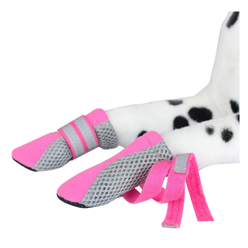 Zeez Dog Fashion Mesh Boots Non-Slip Sole Dog Boots Pink Small