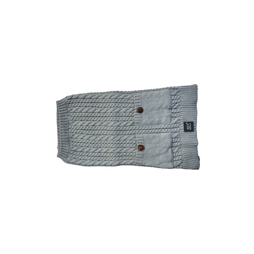 Zeez Cable Knitted Indoor Dog Sweater Grey XS 22cm