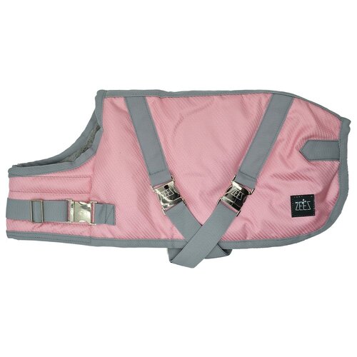 Zeez Supreme Waterproof Dog Coat Flamingo Pink/Grey 25cm Size 10