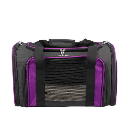 Zeez Foldable Soft Sided Pet Carrier with Multiple Doors Purple