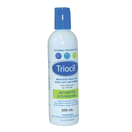Pharmachem Triocil Shampoo Medicated Wash for Dogs Cats & Horses 250ml