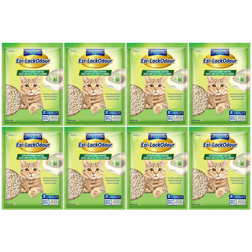 8 x Ezi Lockodour Natural Mineral Zeolite Cat Litter Pellets 2L BULK PACK