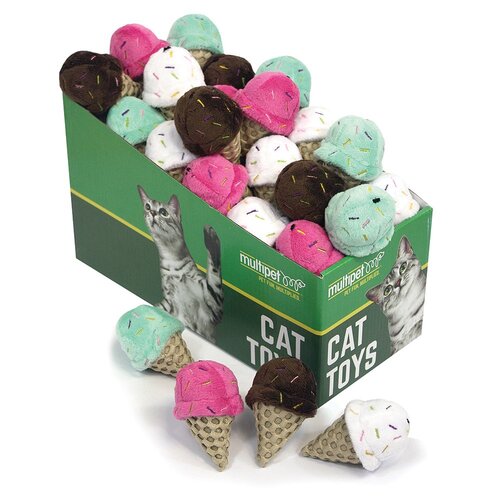 Multipet Ice Cream Cone PDQ Cat Toy Assorted 25 Pack