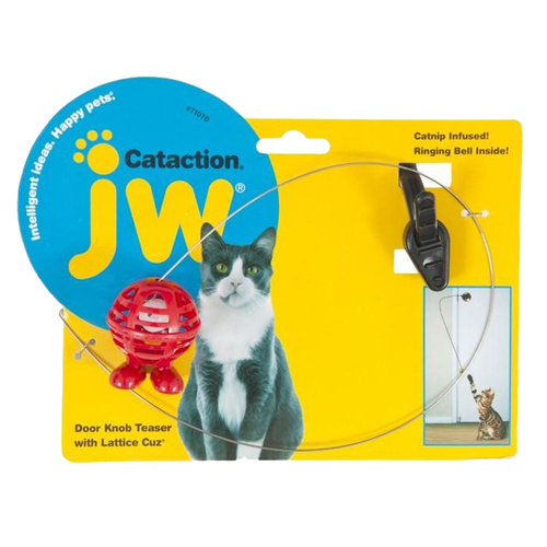 JW Pet Cataction Doorknob Teaser w/ Cuz Cat Toy Assorted