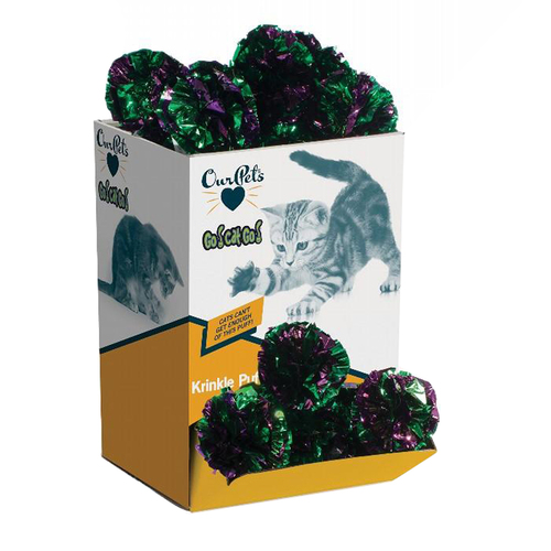 Our Pets Go Cat Go Krinkle Puffs Cat Toy Bulk Display 36 Pack