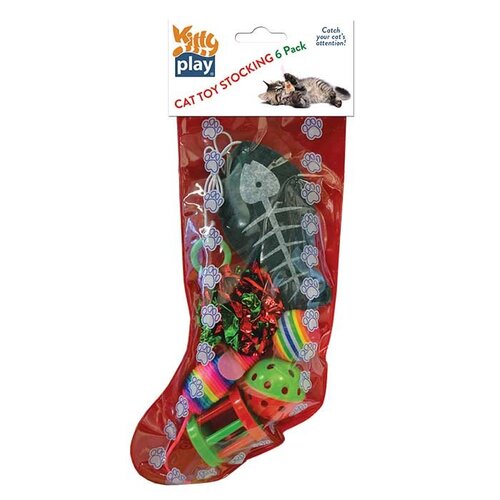 Kitty Play Christmas Interactive Cat Toy Stocking 6 Pack