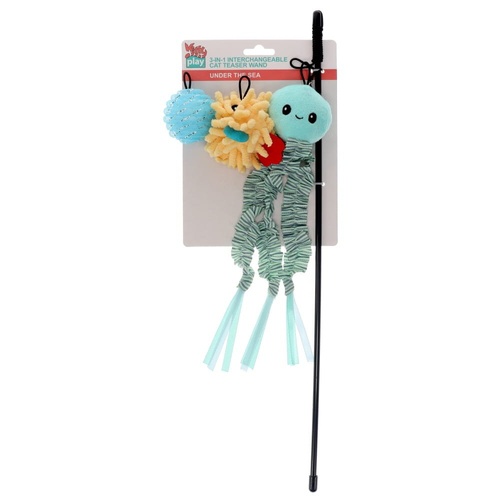 Kitty Play 3-in-1 Interchangable Cat Teaser Wand Under the Sea 46cm