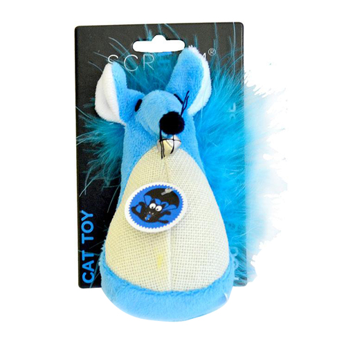 Scream Fatty Mouse Interactive Play Cat Toy Loud Blue 13cm