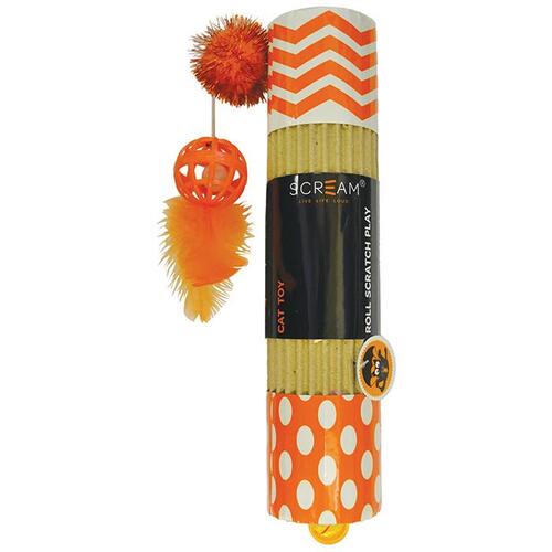 Scream Cardboard Roller Scratch Play Cat Toy Loud Orange 24cm