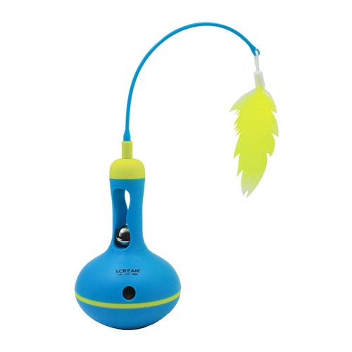 Scream Vase Tumbler Treat Toy Dispenser for Cats & Small Dog Loud Green & Blue