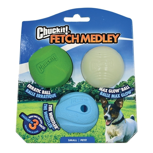 Chuckit Fetch Medley Interactive Play Dog Toy 3 Pack 5cm Small