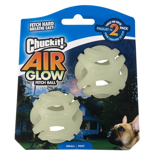 Petmate Chuckit Max Glow Air Fetch Interactive Dog Toy Small 5cm 2 Pack