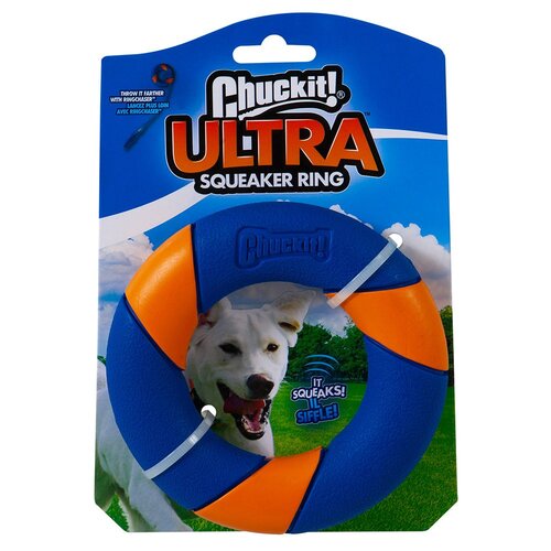 Chuckit Ultra Squeaker Ring Interactive Play Dog Toy 12 x 2.5cm