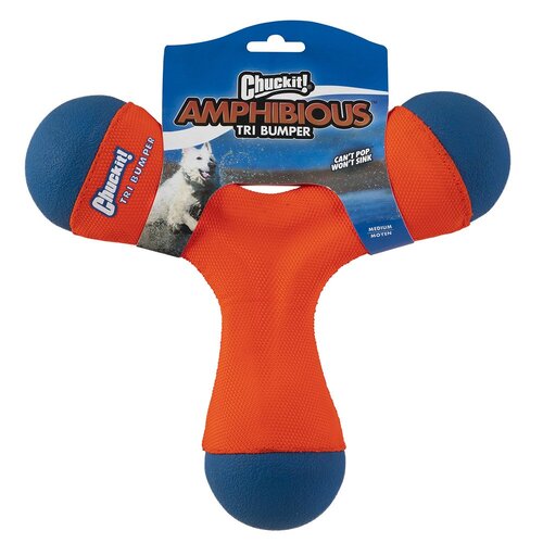 Chuckit Amphibious Tri-Bumper Interactive Play Dog Toy Medium 20.8cm
