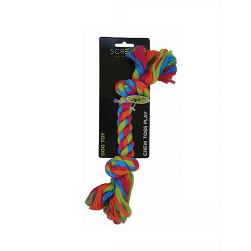 Scream 2-Knot Rope Tug & Toss Interactive Play Dog Toy 22cm