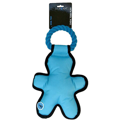 Scream Cross Ropes Tug Man Nylon Dog Toy Loud Blue 35cm
