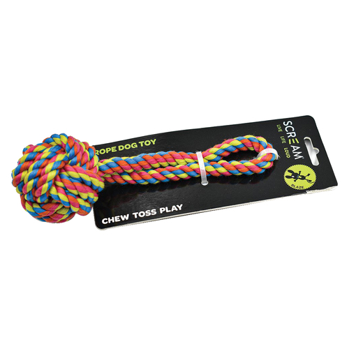 Scream Rope Fist Tug Interactive Pet Dog Toy Multicolour Small