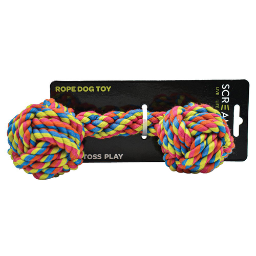 Scream Rope Fist Dumbbell Interactive Pet Dog Toy Multicolour Small