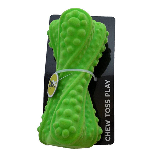 Scream Velvet Bone Dog Squeaker Toy Loud Green 15cm